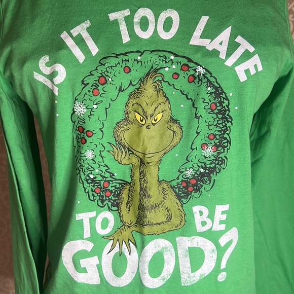NWT, Grinch Long Sleeve Tee, Child size XL Kelly Green - Picture 3 of 3